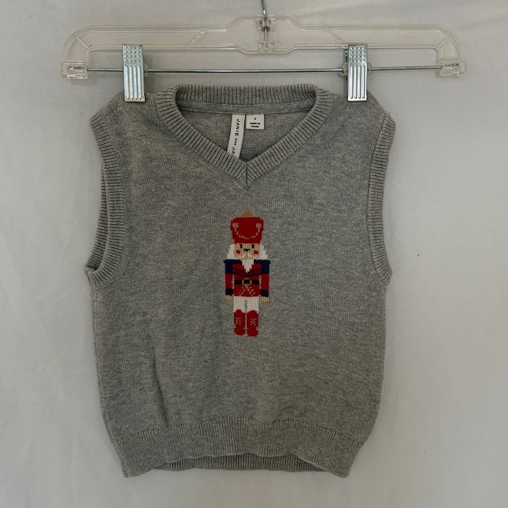 Janie and Jack nutcracker vest grey 3t